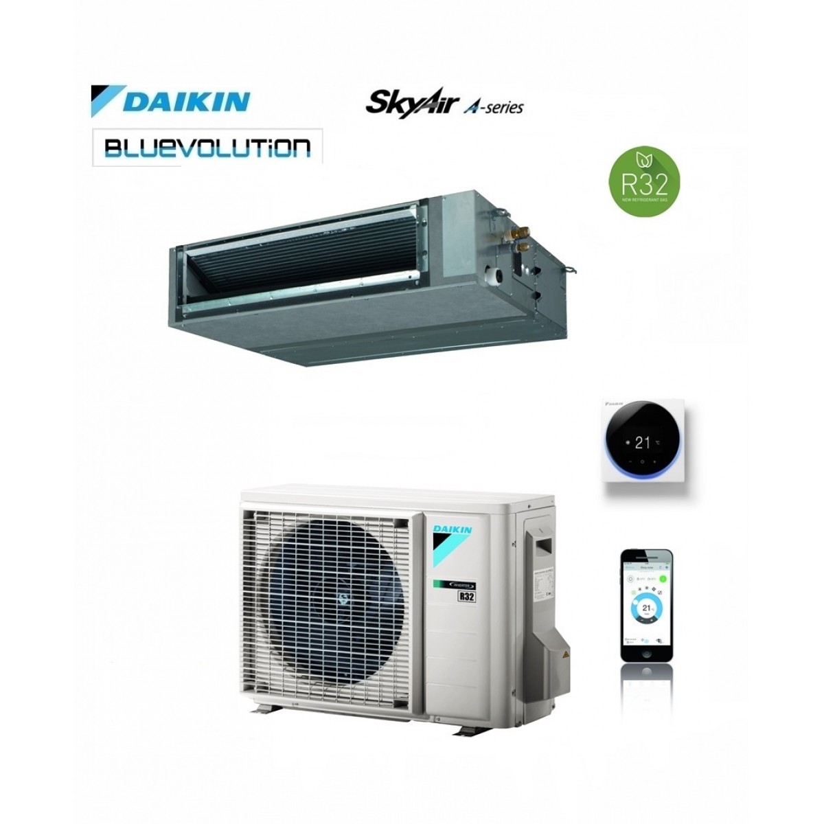 Šilumos siurblys DAIKIN INVERTER ortakinis BLUEVOLUTION FBA50A9-RZAG50B Šildymo galia 6,0 kW, Šaldymo 6,0 kW Freonas R32 Šilumos siurblys DAIKIN INVERTER ortakinis BLUEVOLUTION FBA50A9-RZAG50B Šildymo galia 6,0 kW, Šaldymo 6,0 kW Freonas R32