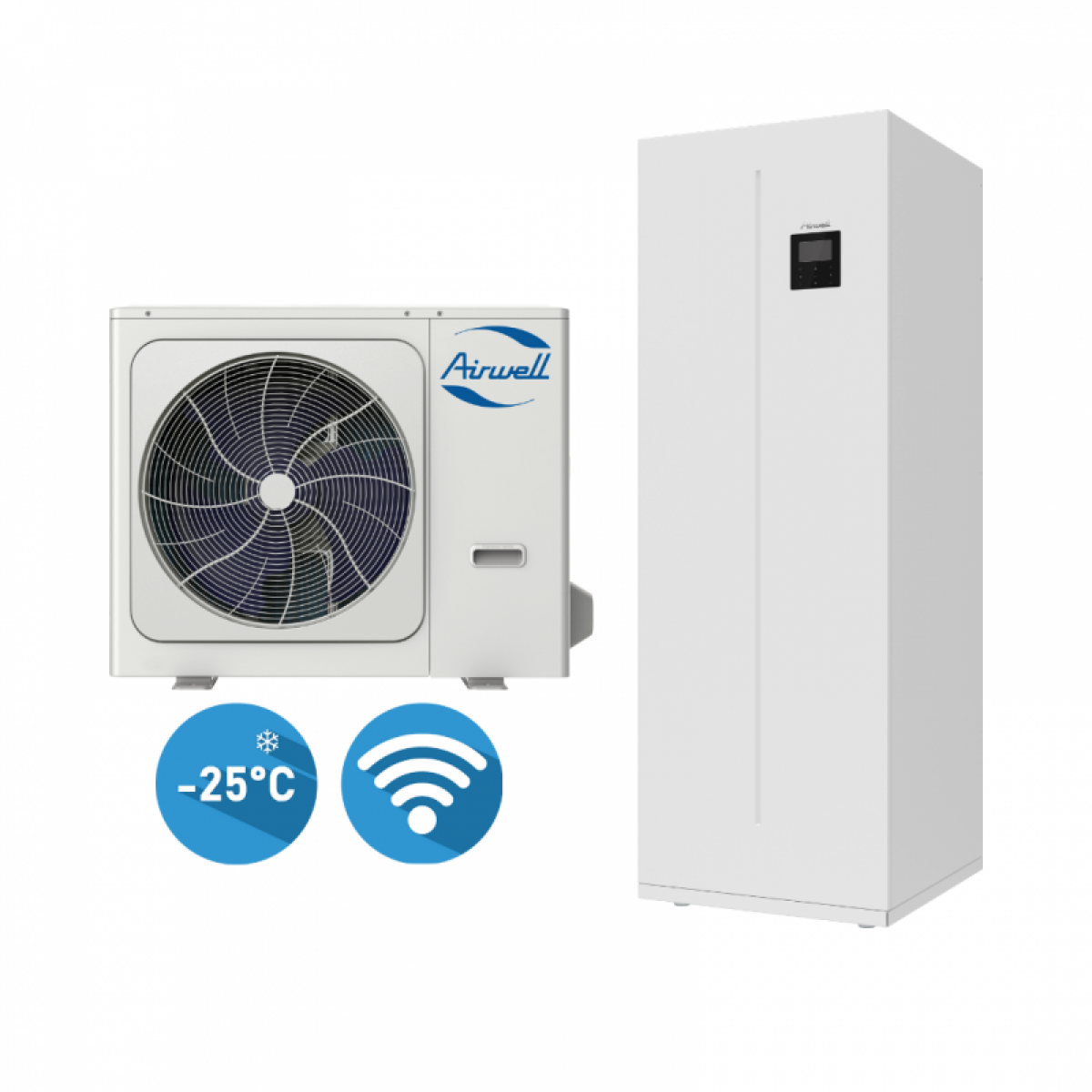 Šilumos siurblys Airwell Oras-vanduo WELLEA WT, ODMA-100T-09M22-25/AW-YHPSA08-H91 Šildymo galia 8,30 kW, Šaldymo galia 7,40 kW, su integruota 240 L talpa, 230 V Freonas R32