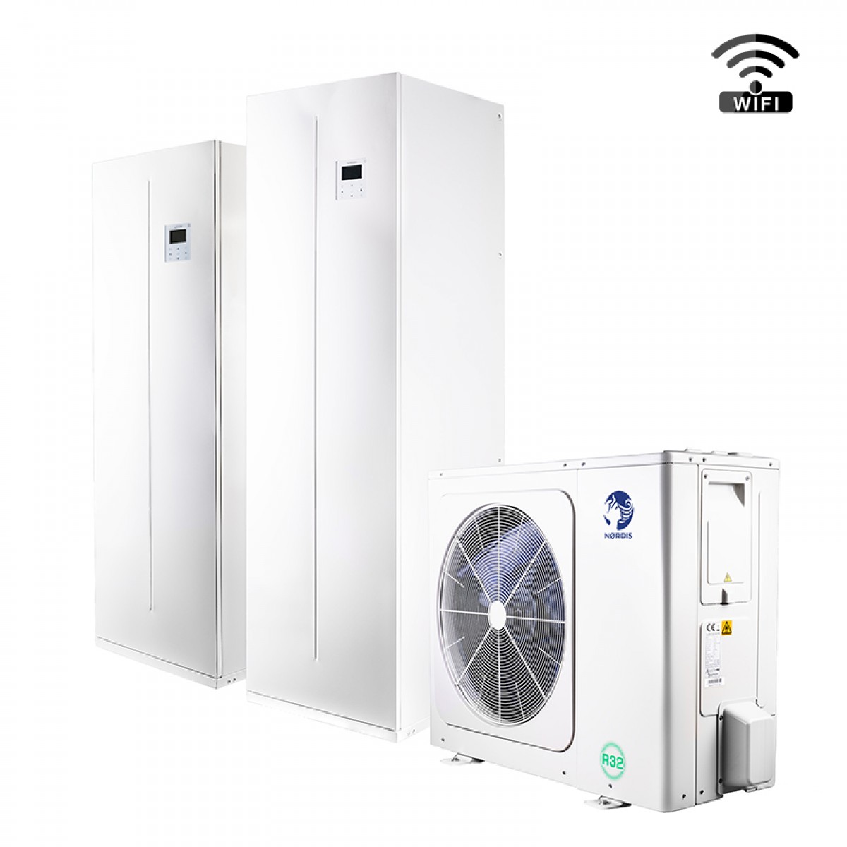 NØRDIS OPTIMUS PRO oras-vanduo šilumos siurblis 8 kW su 190L karšto vandens talpa R32 su 3 kW tenu 230V HOP8WODU+HOP100/190IDU