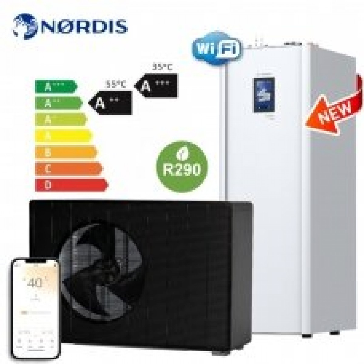 NØRDIS ULTIMA MONO oras-vanduo šilumos siurblis su 250l karšto vandens šildytuvu 9 kW su R290 propanu HLT9MONO-S+HLT-9-250-3S NØRDIS ULTIMA MONO oras-vanduo šilumos siurblis su 250l karšto vandens šildytuvu 9 kW su R290 propanu HLT9MONO-S+HLT-9-250-3S